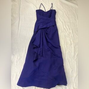 Alfred Angelo Royal Purple Blue fit and flair midi Dress Ruffle detail size 0